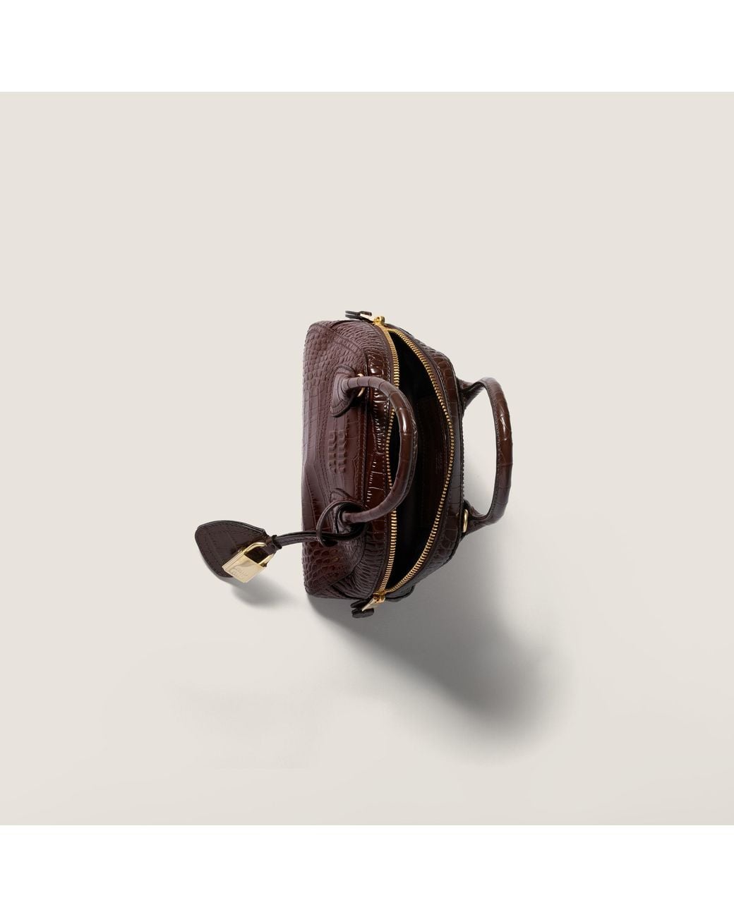 Miu Miu Brown Vivant Crocodile Embossed Calfskin Mini-Bag
