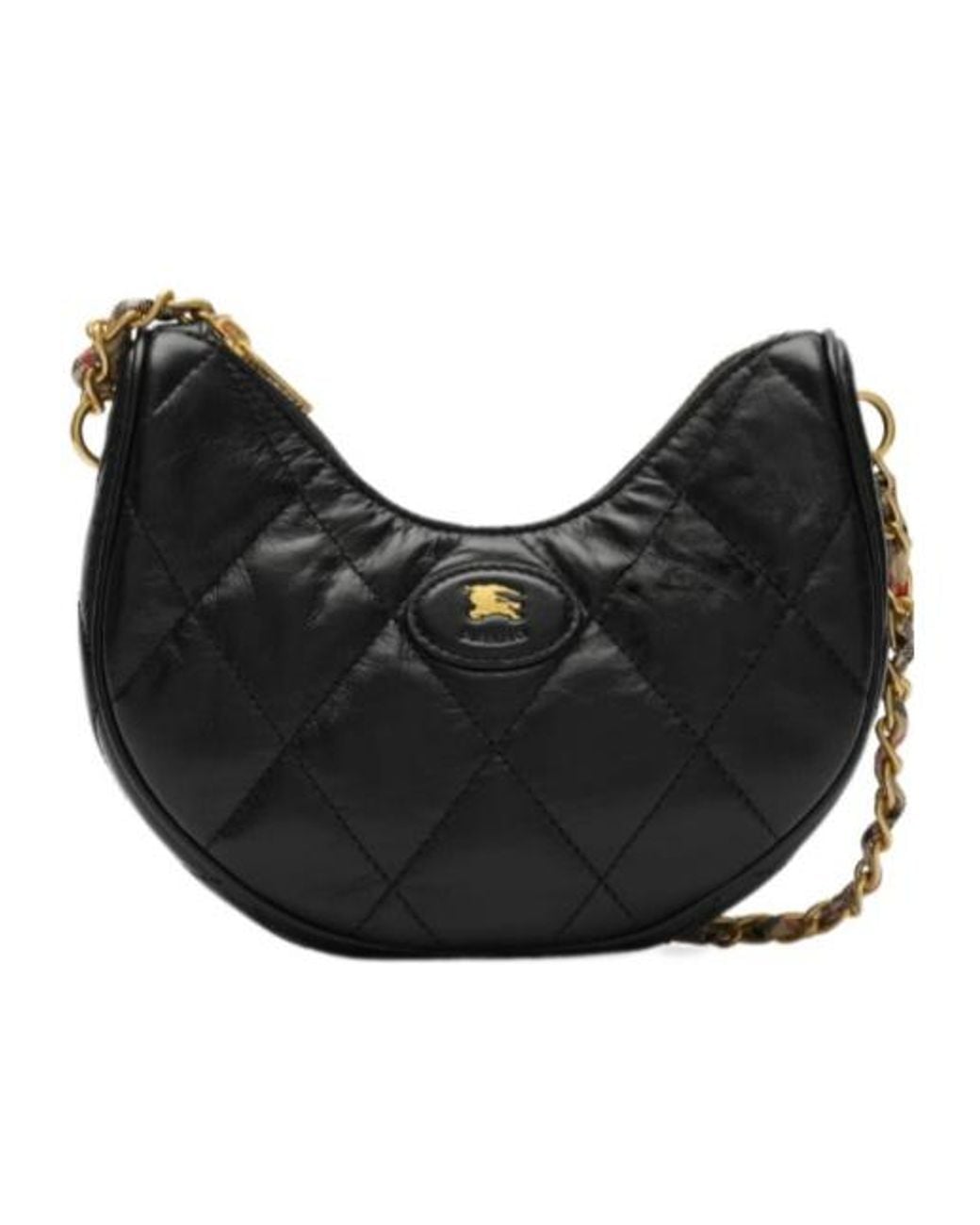 Burberry Black Horseshoe Quilted Chained Shoulder Bag