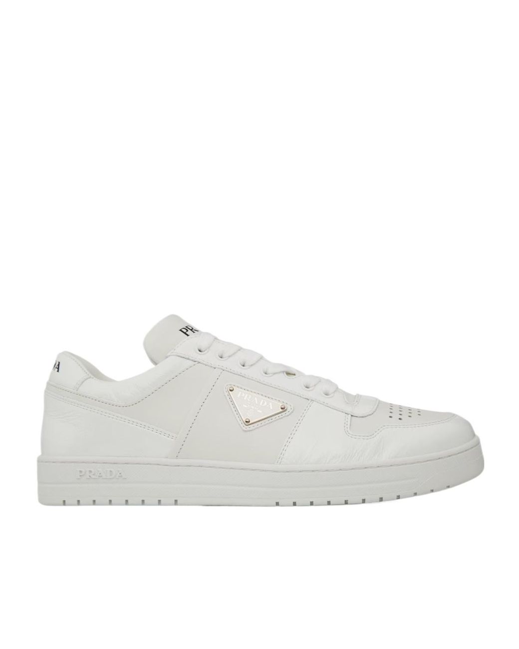 Prada White Downtown Leather Low Top Trainers for men