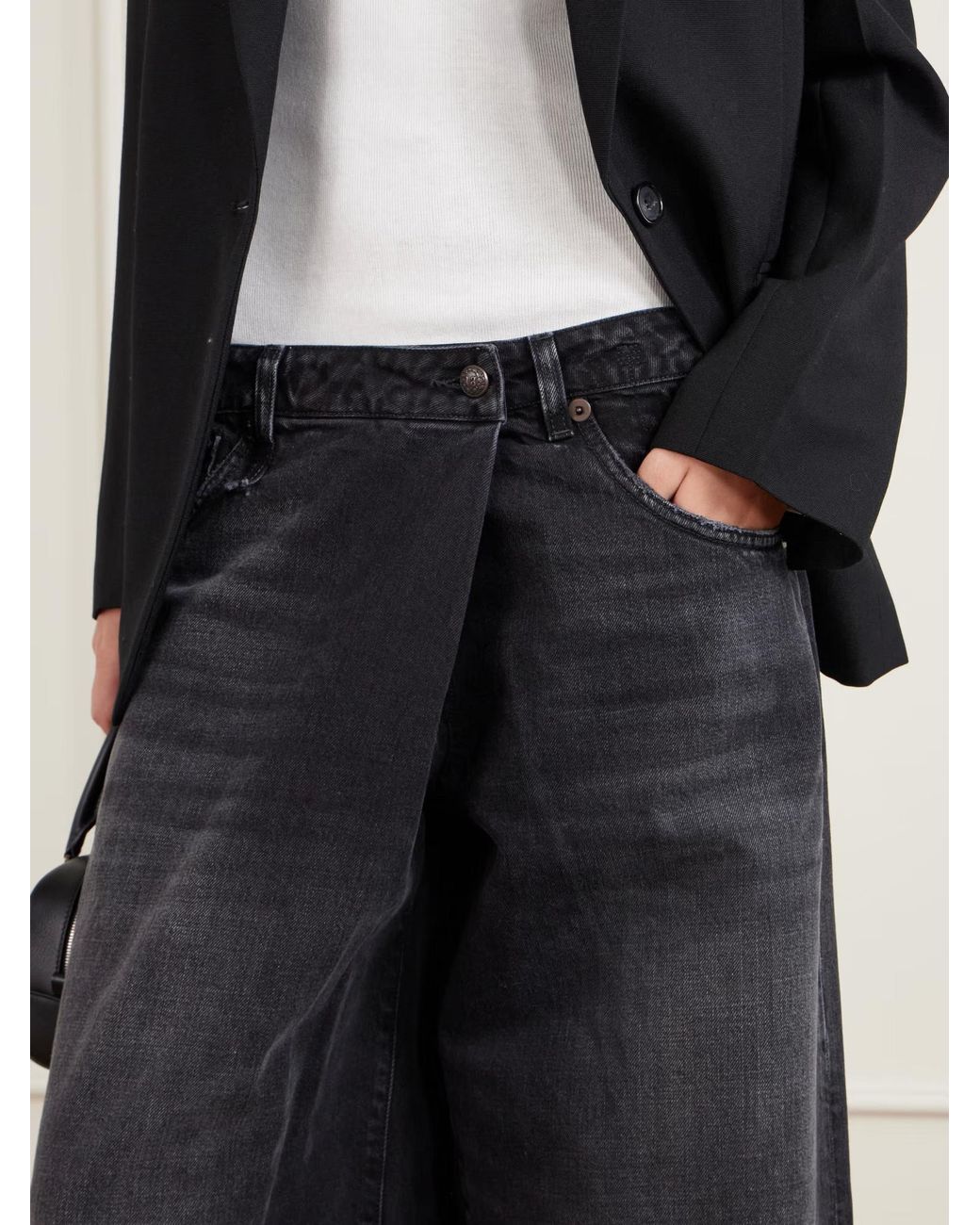 R13 Black Nico Wrap-Effect Boyfriend Jeans