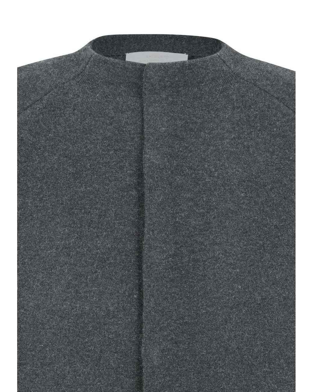 Amomento Gray Rounded Sleeve Cardigan for men