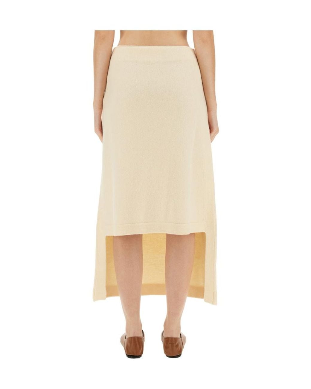Jil Sander Natural High Low Hem Midi Skirt