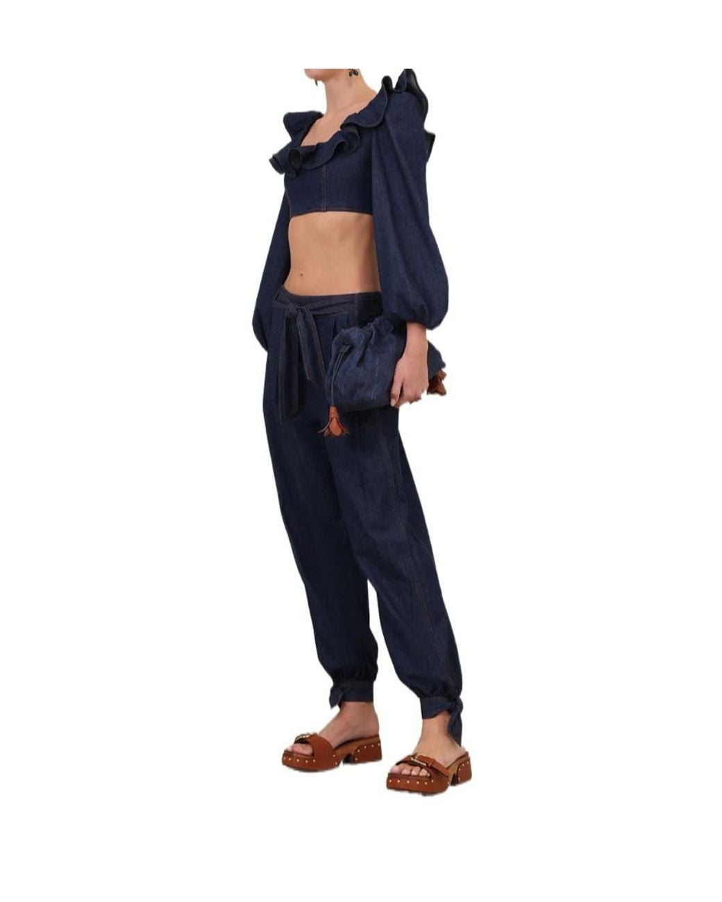 Zimmermann Blue Aster Pleated Jeans