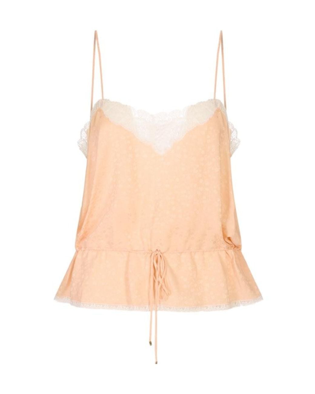 Chloé Pink Chloé Lace-Trim Peplum Camisole Top