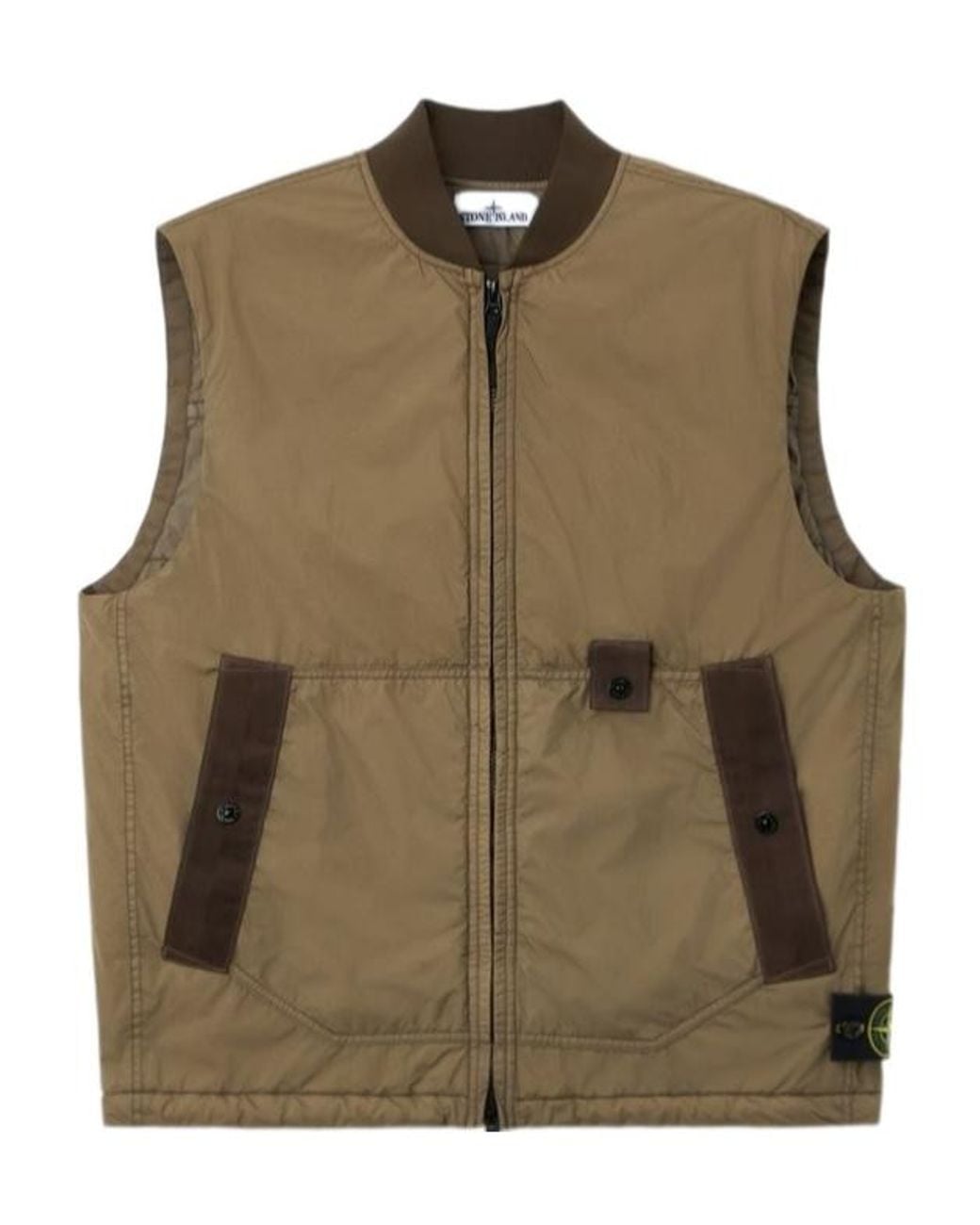 Stone Island Green Zip-Up Sleeveless Jacket for men