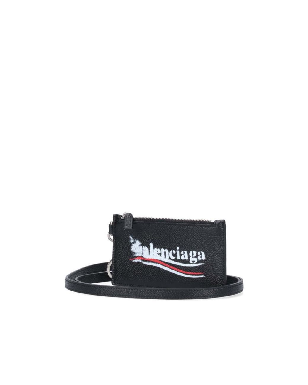 Balenciaga Black Logo Printed Keyring Cardholder for men