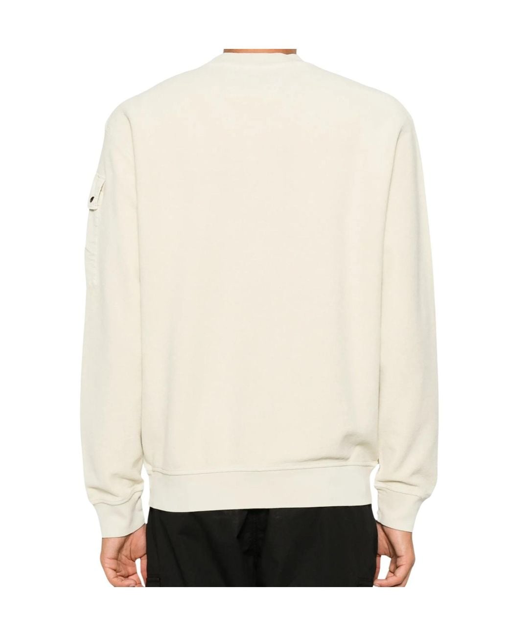 C P Company White Lens-Detail Sleeve-Pocket Sweatshirt for men