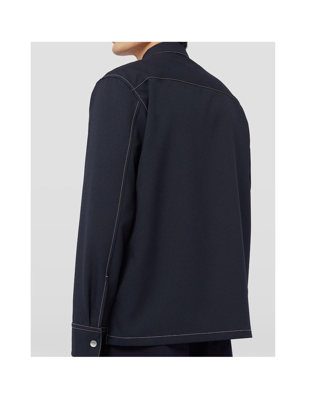 Jil Sander Blue Long Sleeved Zip-Up Shirt for men