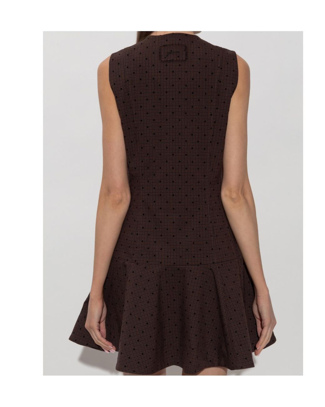 Ganni Brown Flock Check Suiting Dress