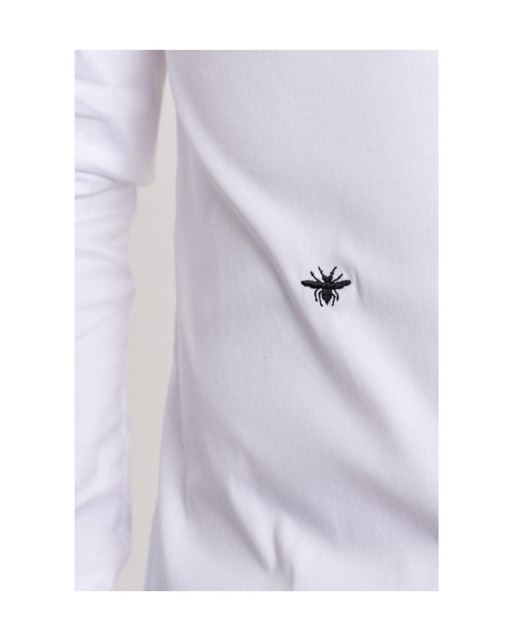 Dior White Homme Bee Embroidered Long-Sleeved Shirt for men