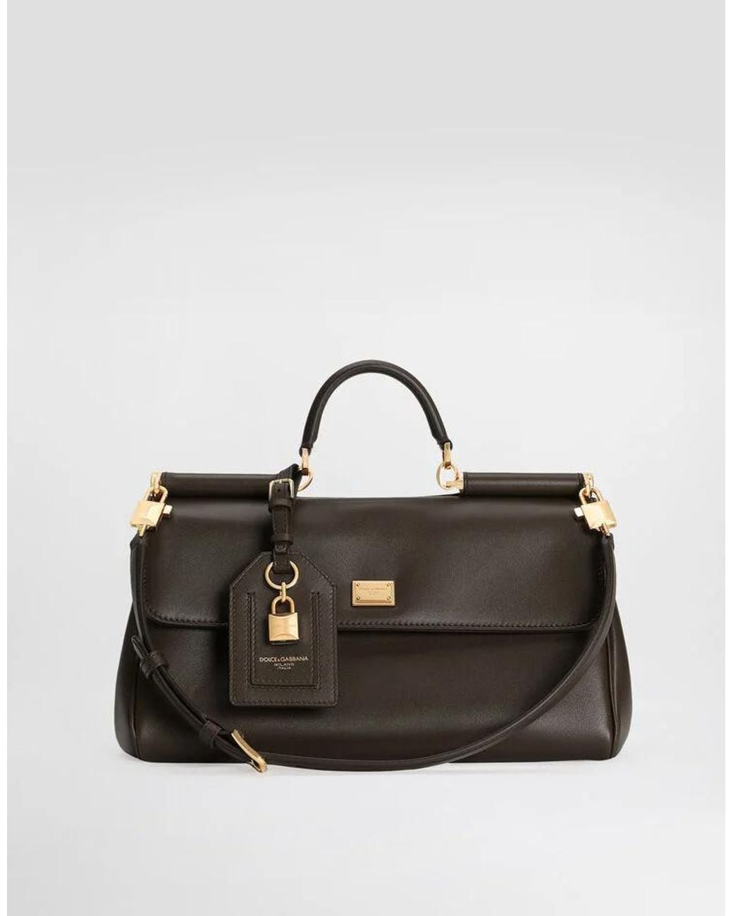 Dolce & Gabbana Black Logo Plaque Medium Sicily Handbag
