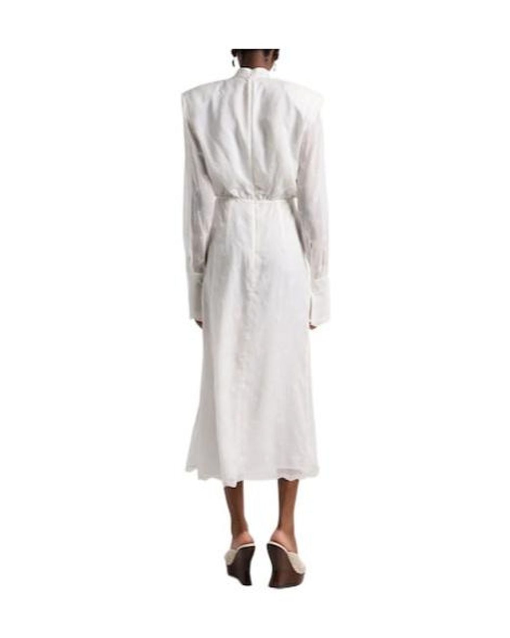Magda Butrym White Embroidered Silk, Wool And Cotton-Blend Midi Dress