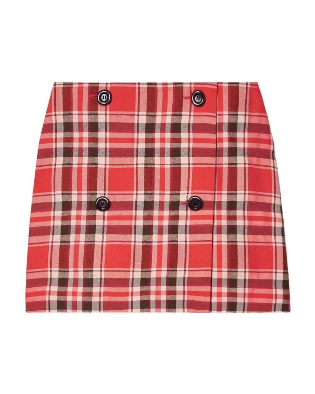 Acne Red Check-Pattern Miniskirt