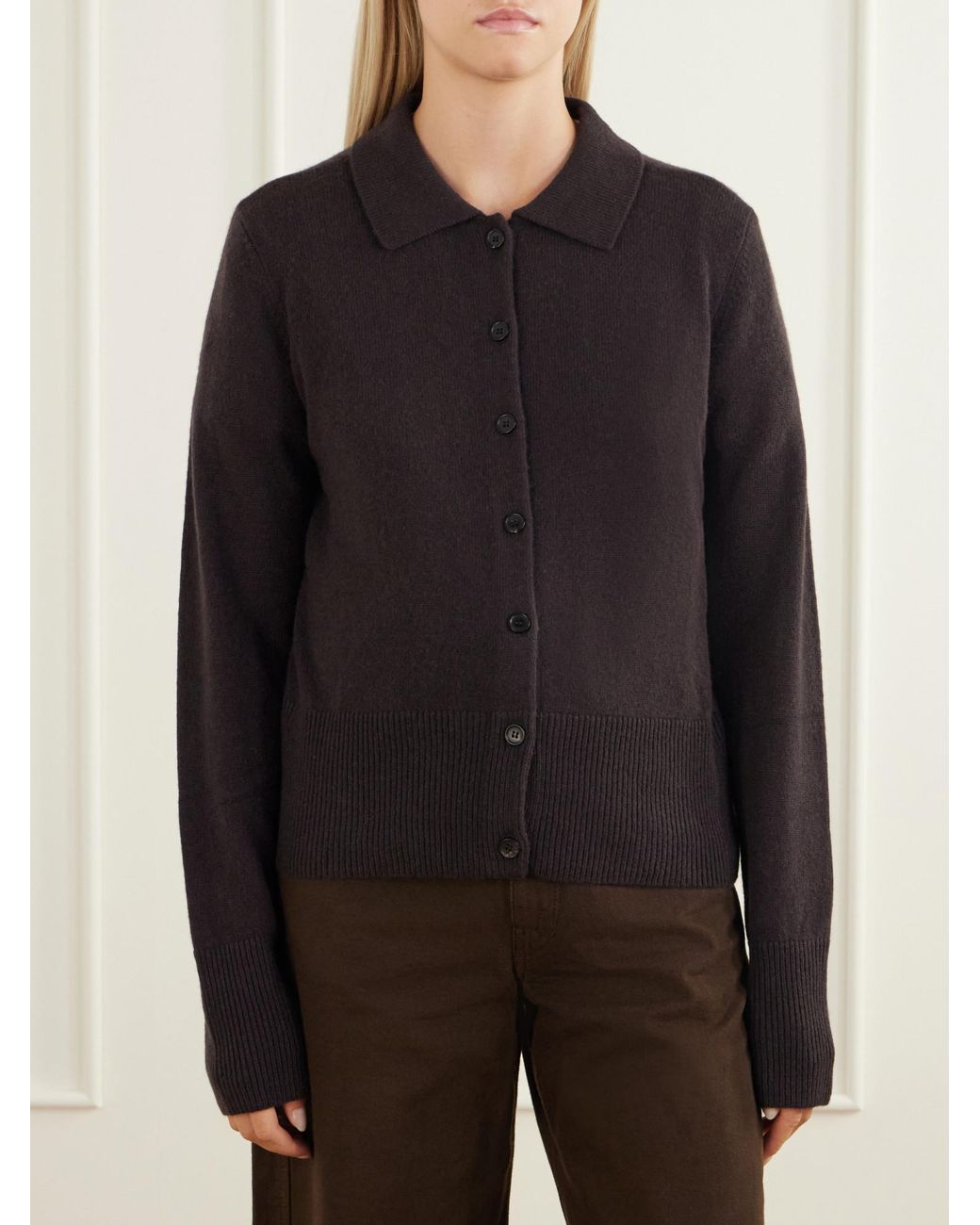 LeKasha Black Ribbed Cashmere Cardigan