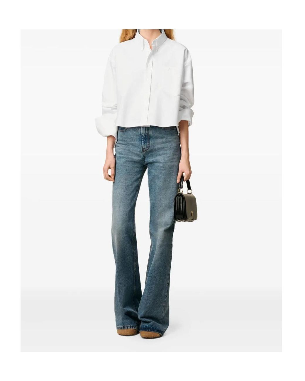 AMI White Heart-Embroidered Oxford Shirt