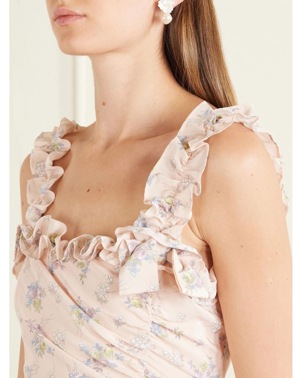 Alessandra Rich Pink Floral-Print Silk Mini Dress
