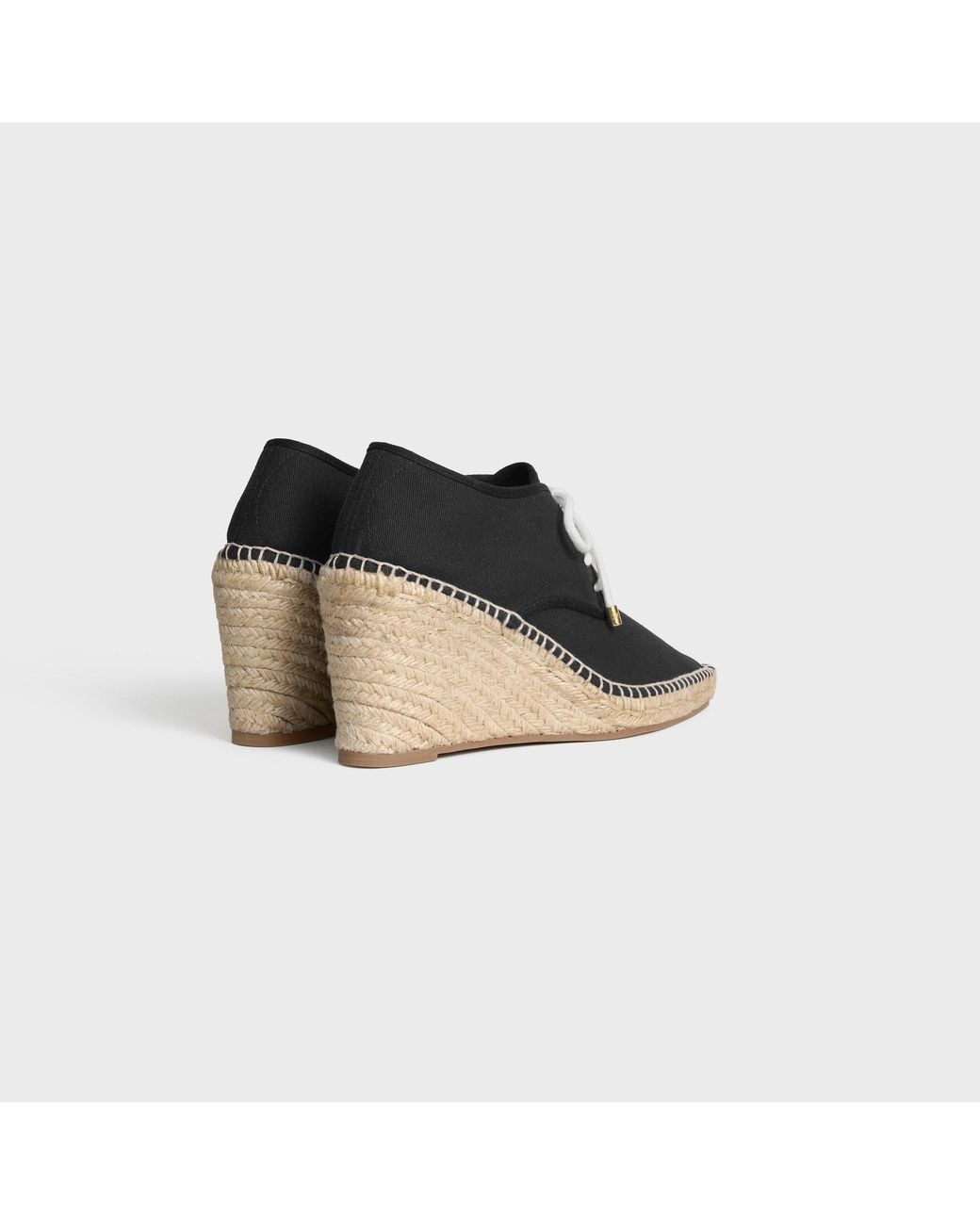 Céline Black Wedge Lace-Up Espadrilles