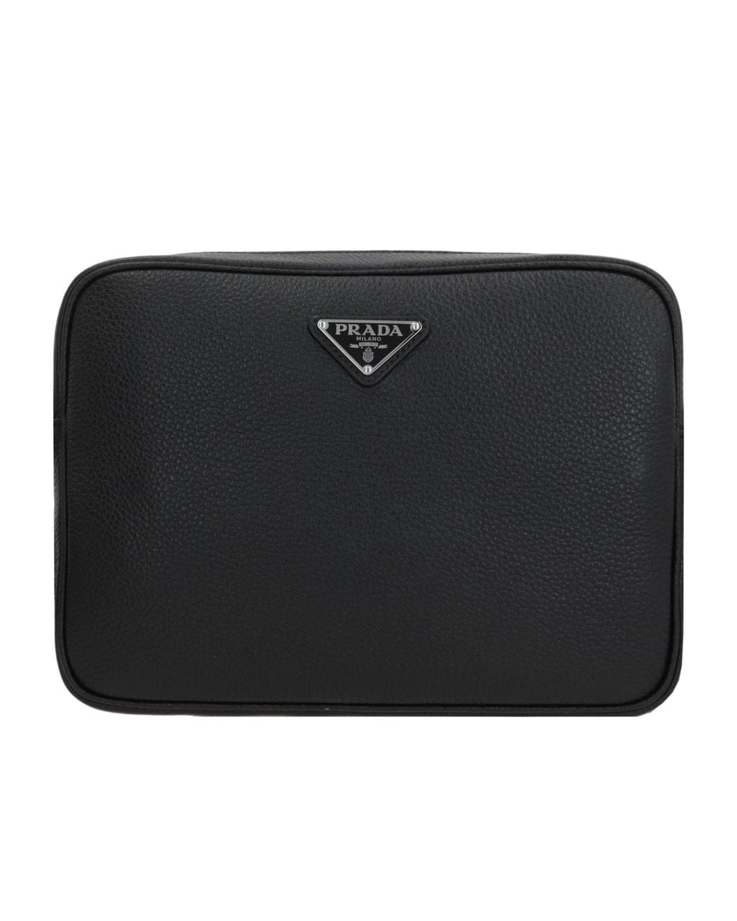 Prada Black Triangle-Logo Zipped Crossbody Bag for men