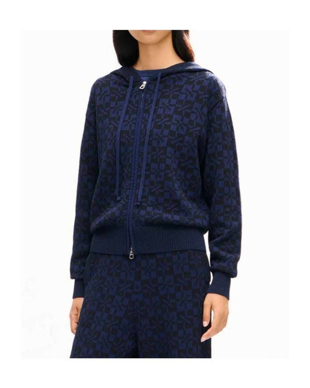 KENZO Blue 'Gram' Knitted Zip-Up Cardigan