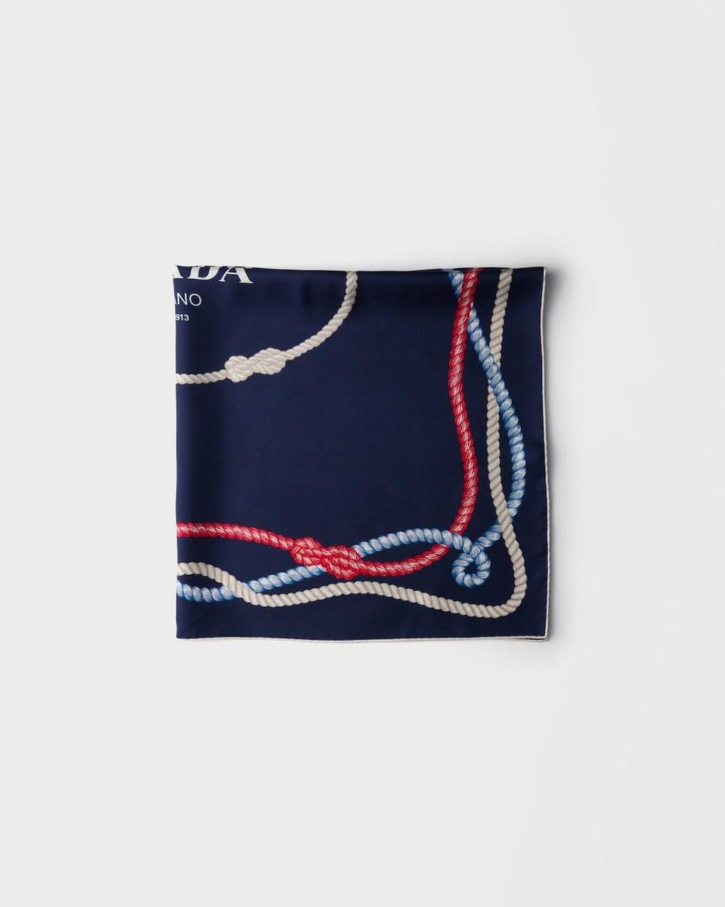 Prada Blue Printed Silk Twill Scarf 90