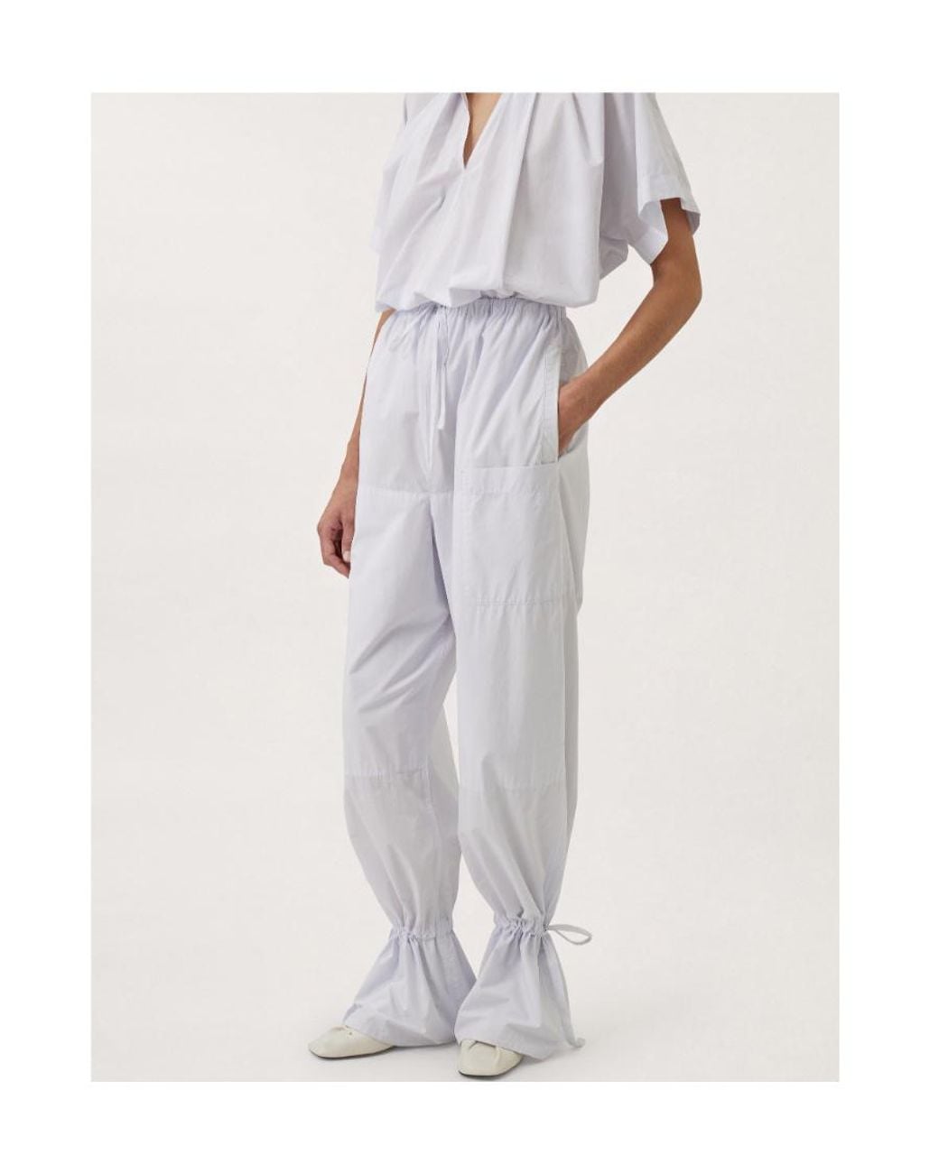 Lemaire White Drawstring-Fastening Parachute Trousers
