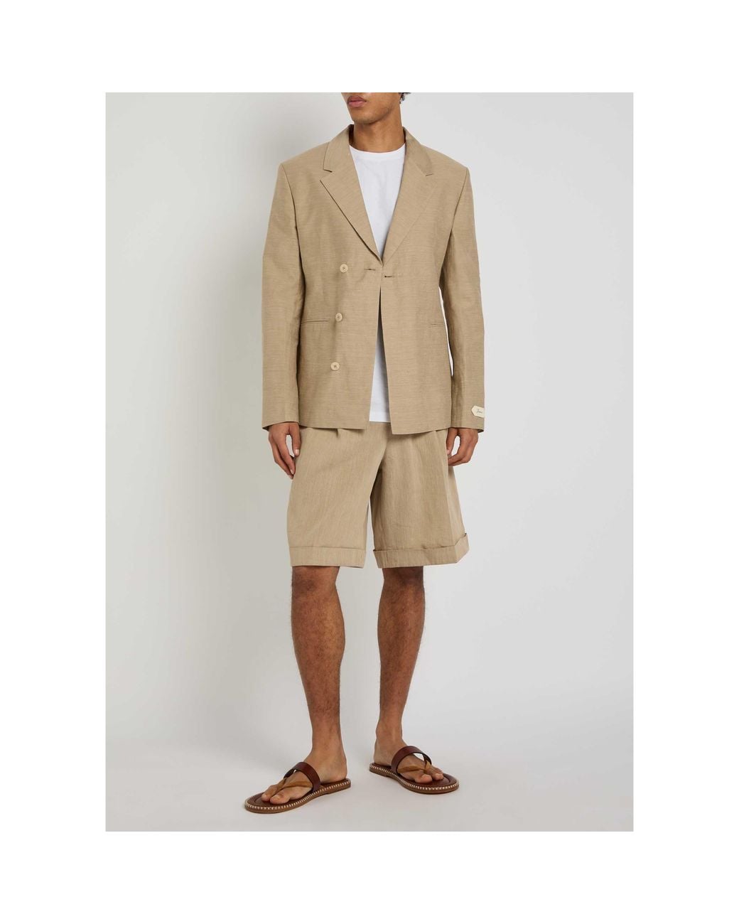 Jacquemus Natural Single-Button Diagonal-Placket Suit Jacket for men