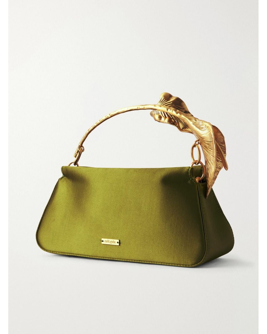 Cult Gaia Floral-Embellished Satin Top-Handle Bag in Green | Lyst