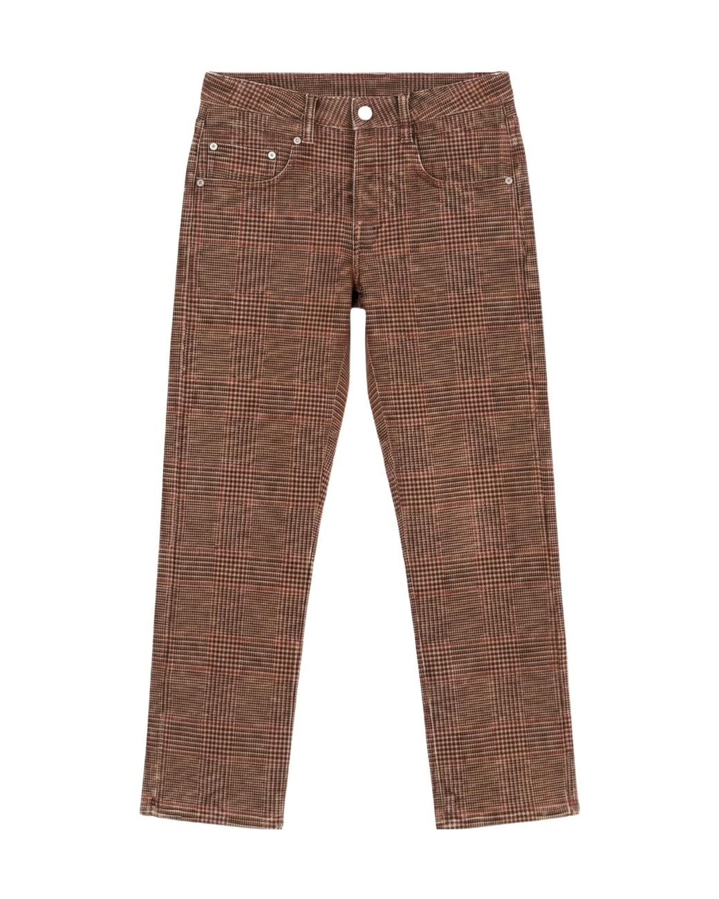 R13 Brown Checked Straight-Leg Jeans