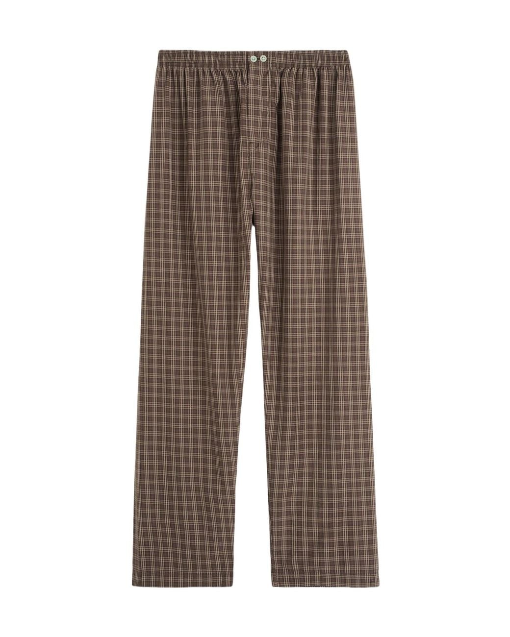 Tekla Brown Plaid Pajama Pants for men