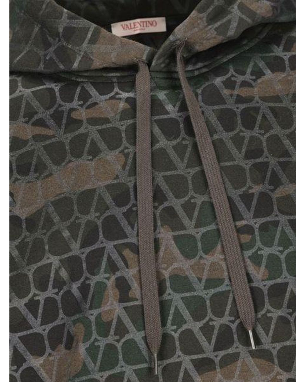 Valentino Green Camouflage Printed Drawstring Hoodie for men