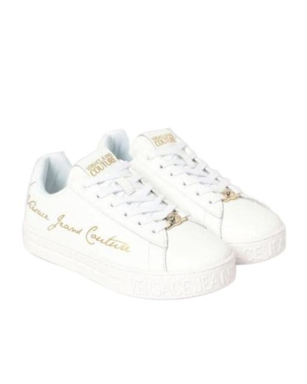 Versace Jeans White Logo Lace-Up Sneakers