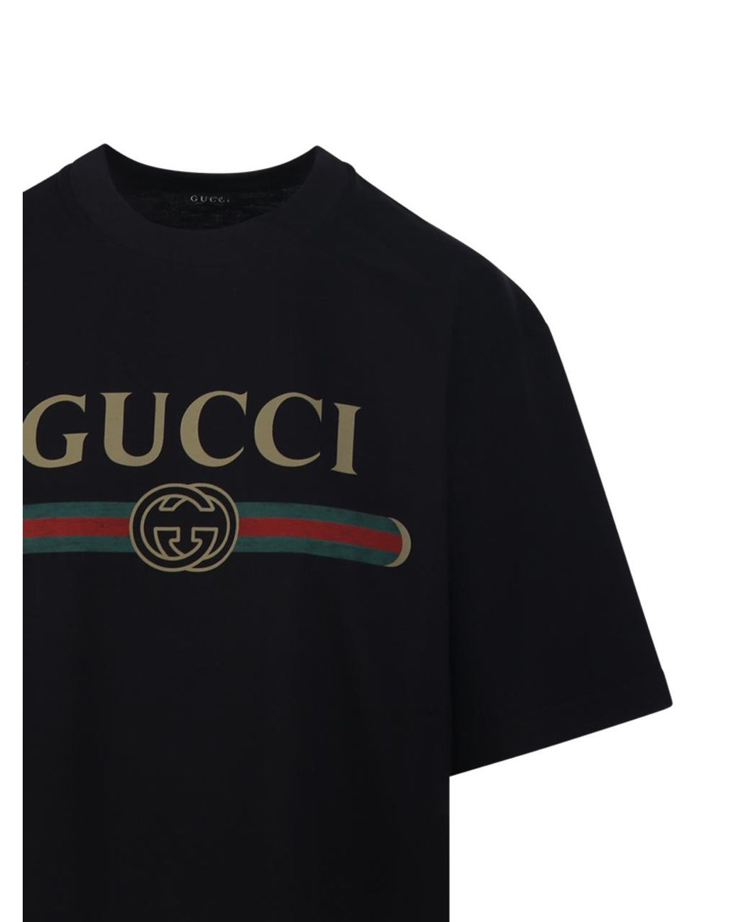 Gucci Black Cotton Jersey And Silk T-Shirt With Print