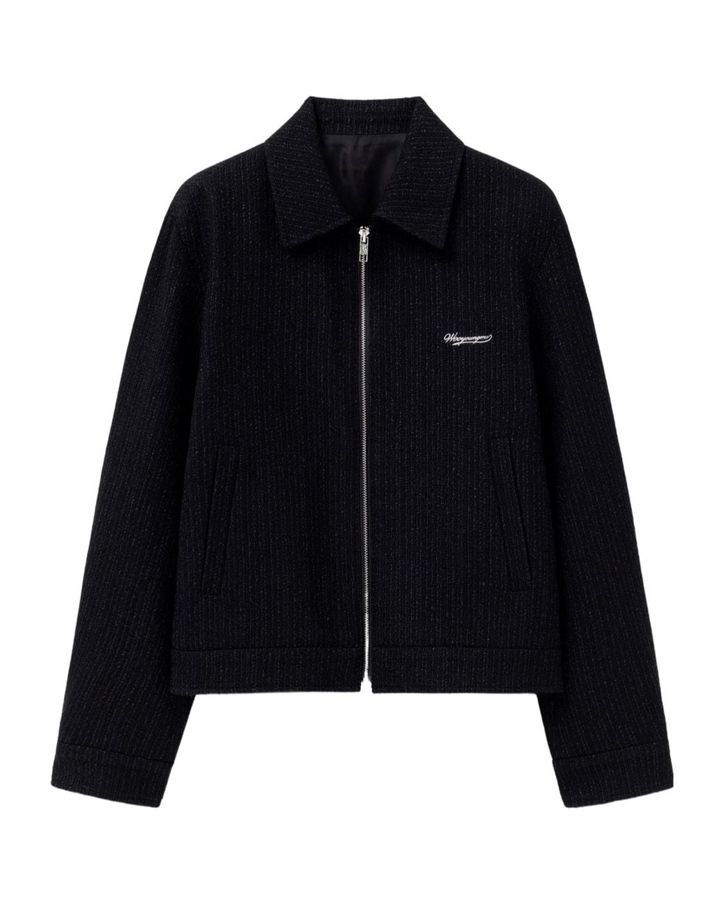 Wooyoungmi Black Logo Zip-Up Jacket for men