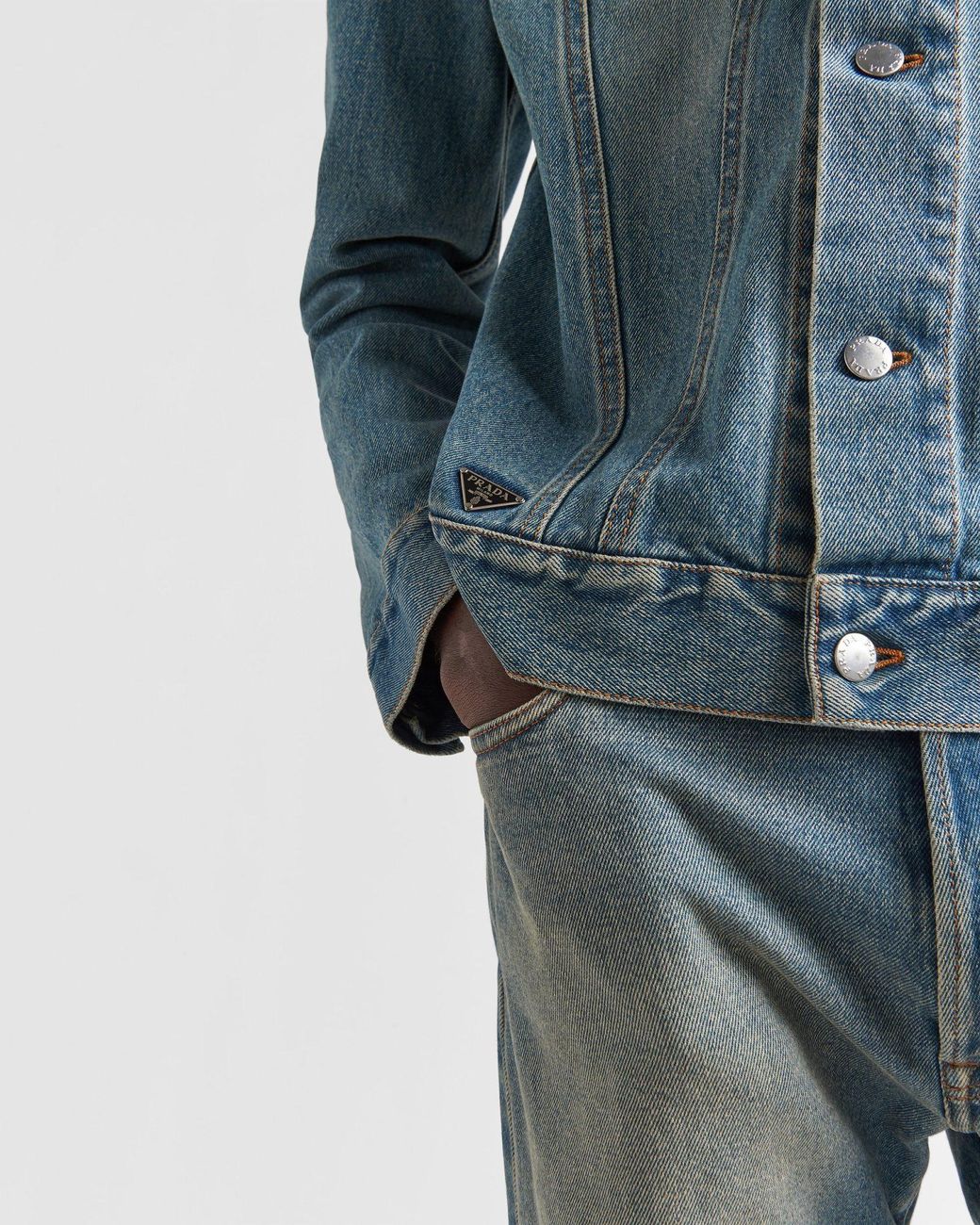 Prada Blue Long-Sleeved Denim Jacket for men