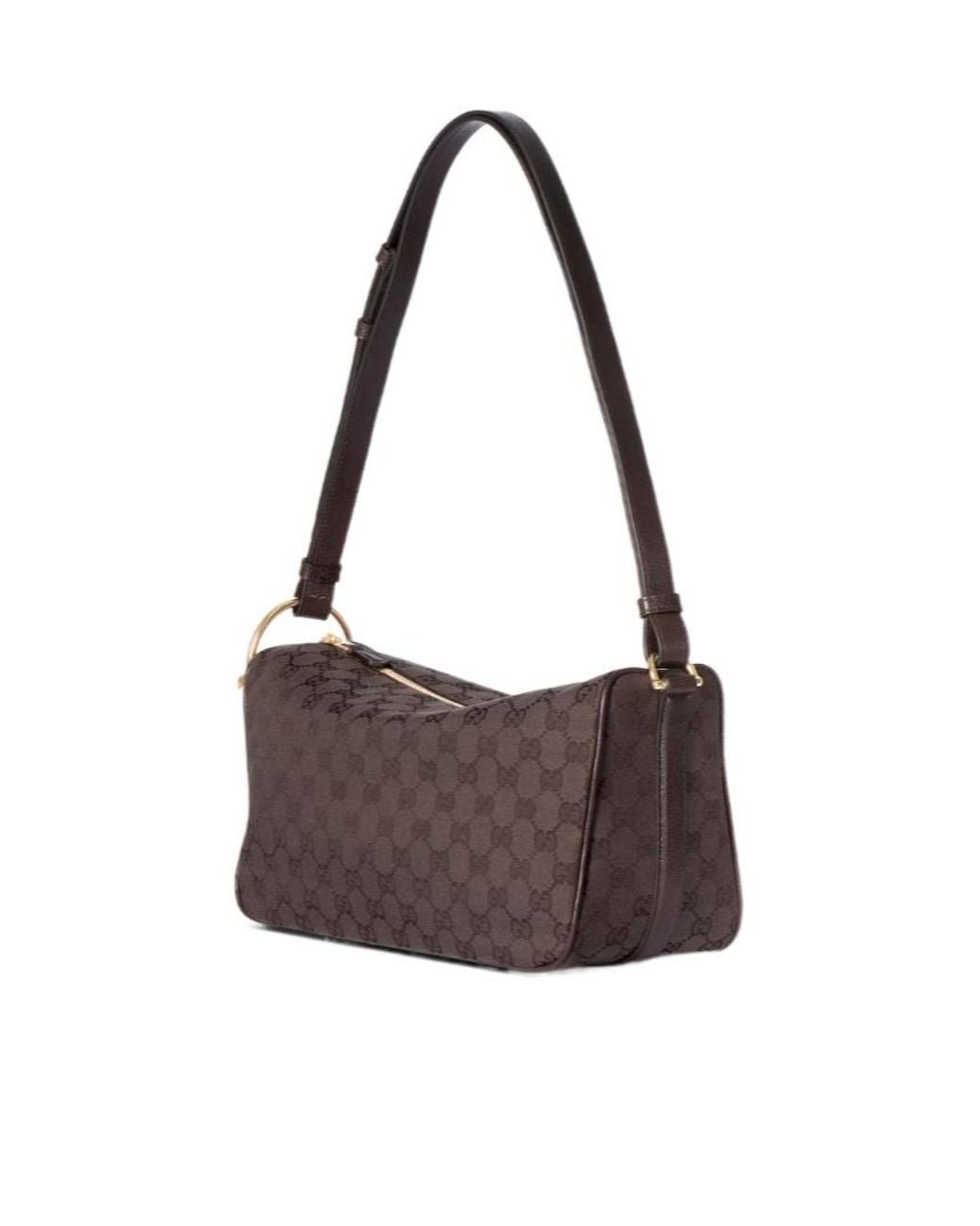Gucci Brown Half Horsebit Medium Shoulder Bag