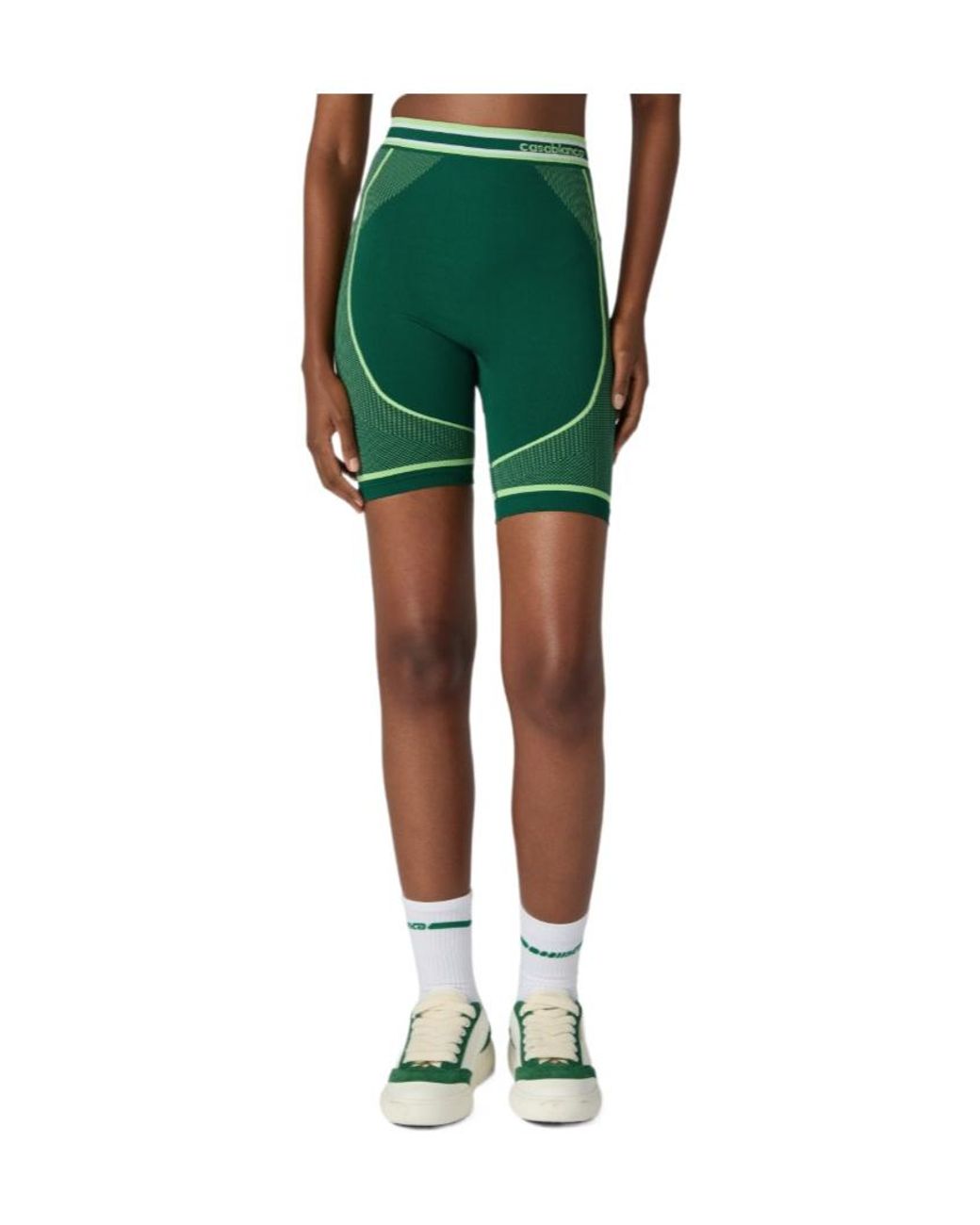 Casablanca Green Logo-Print Stretch-Design Shorts