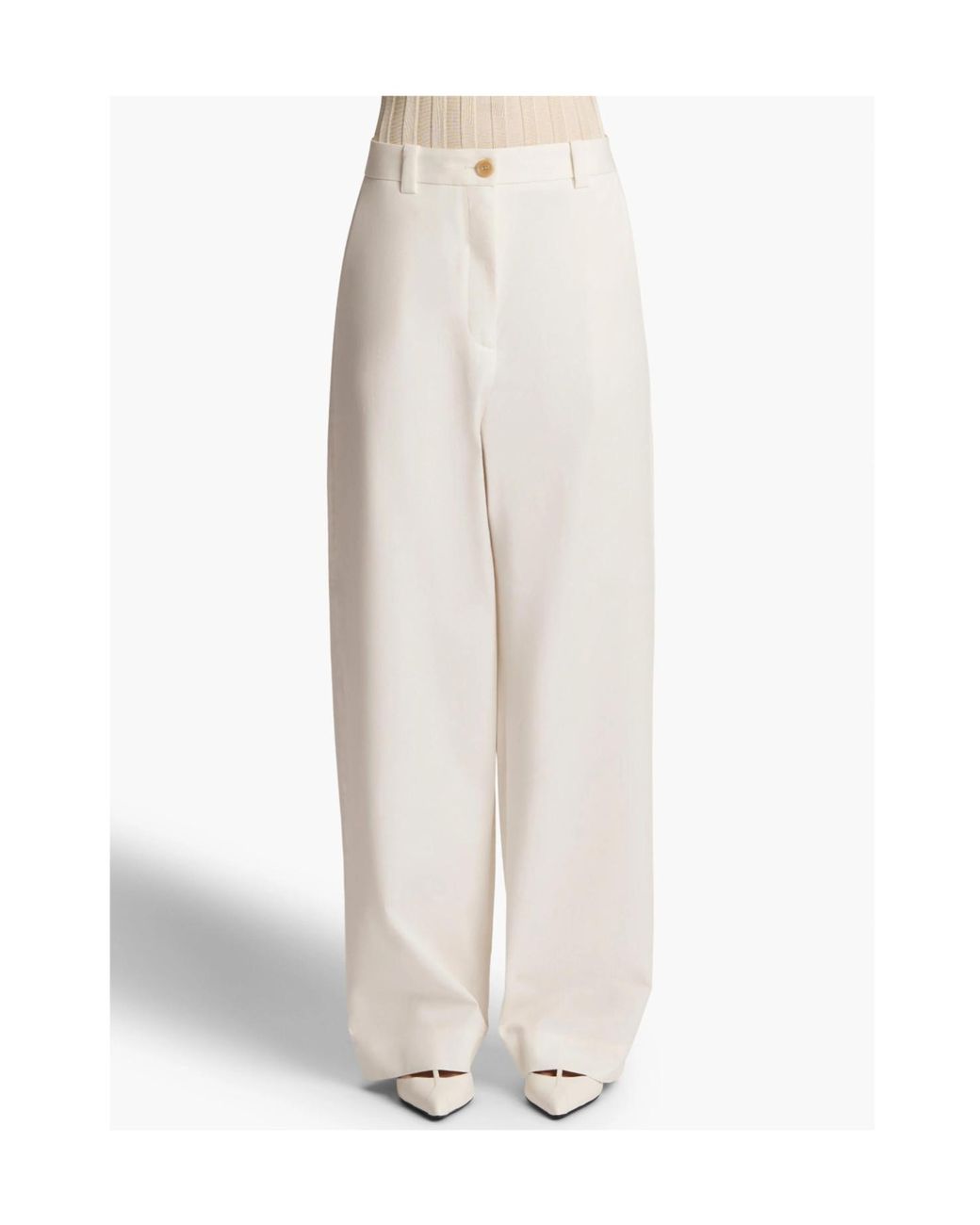 Khaite White Gari Straight-Leg Trousers