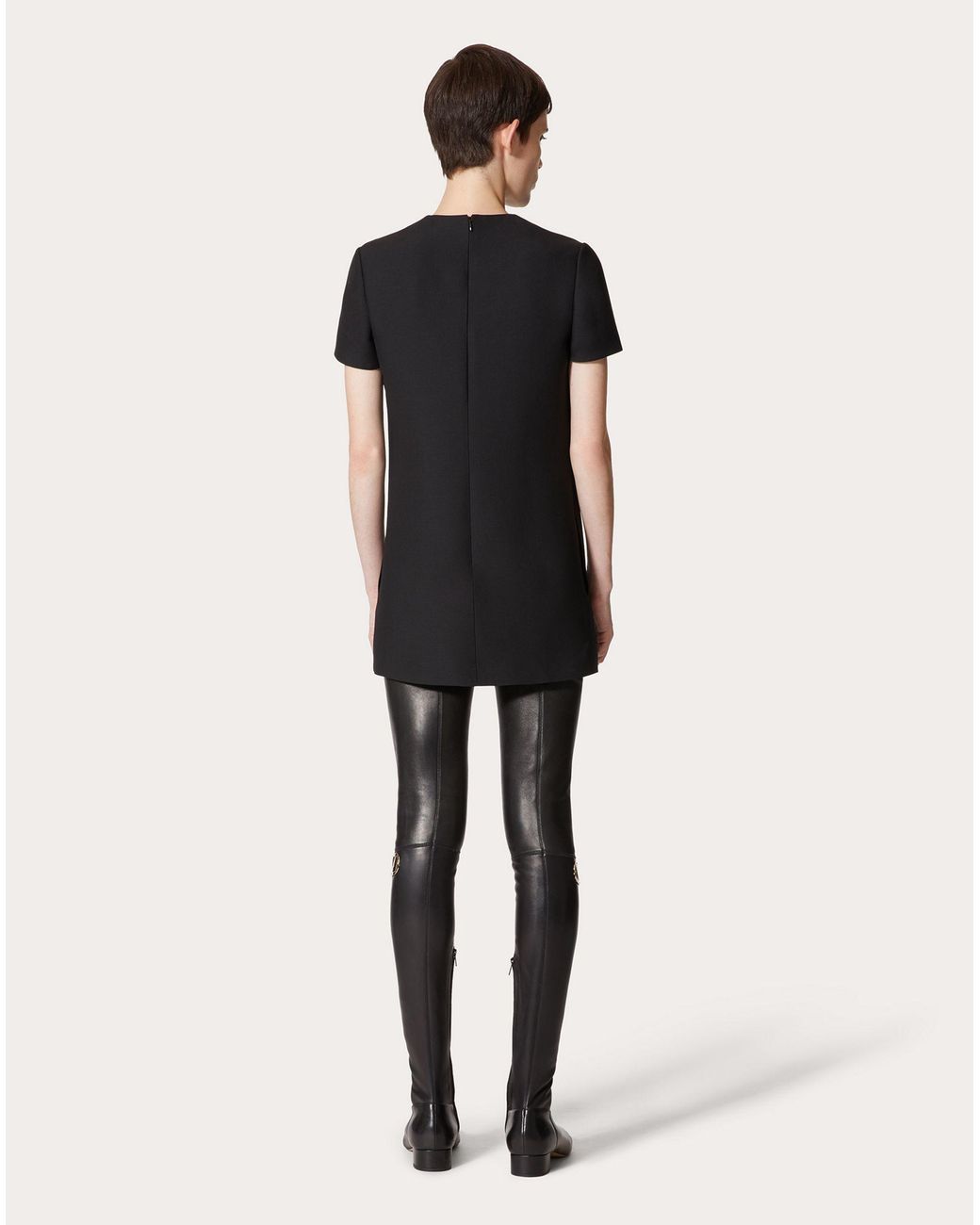 Valentino Black Crepe Couture Embroidered Short Dress
