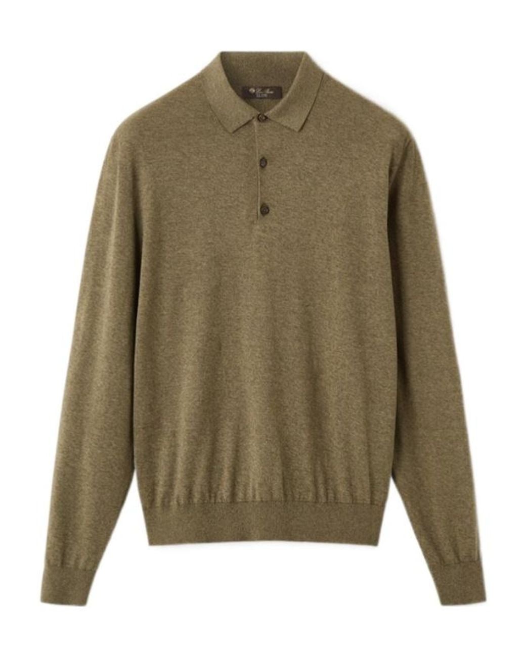 Loro Piana Green Long-Sleeved Polo Shirt for men