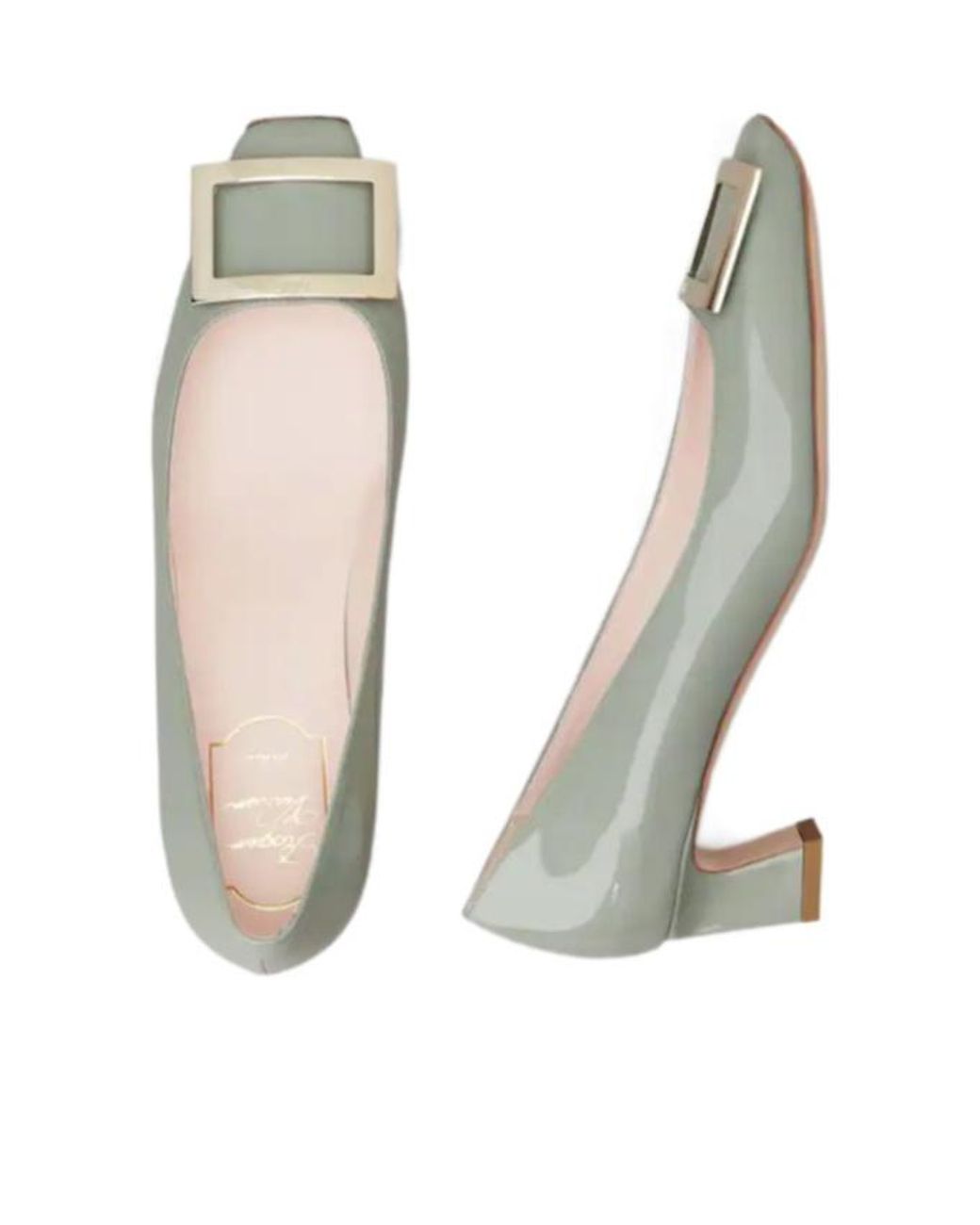 Roger Vivier Gray Trumpet Squared Toe Pumps