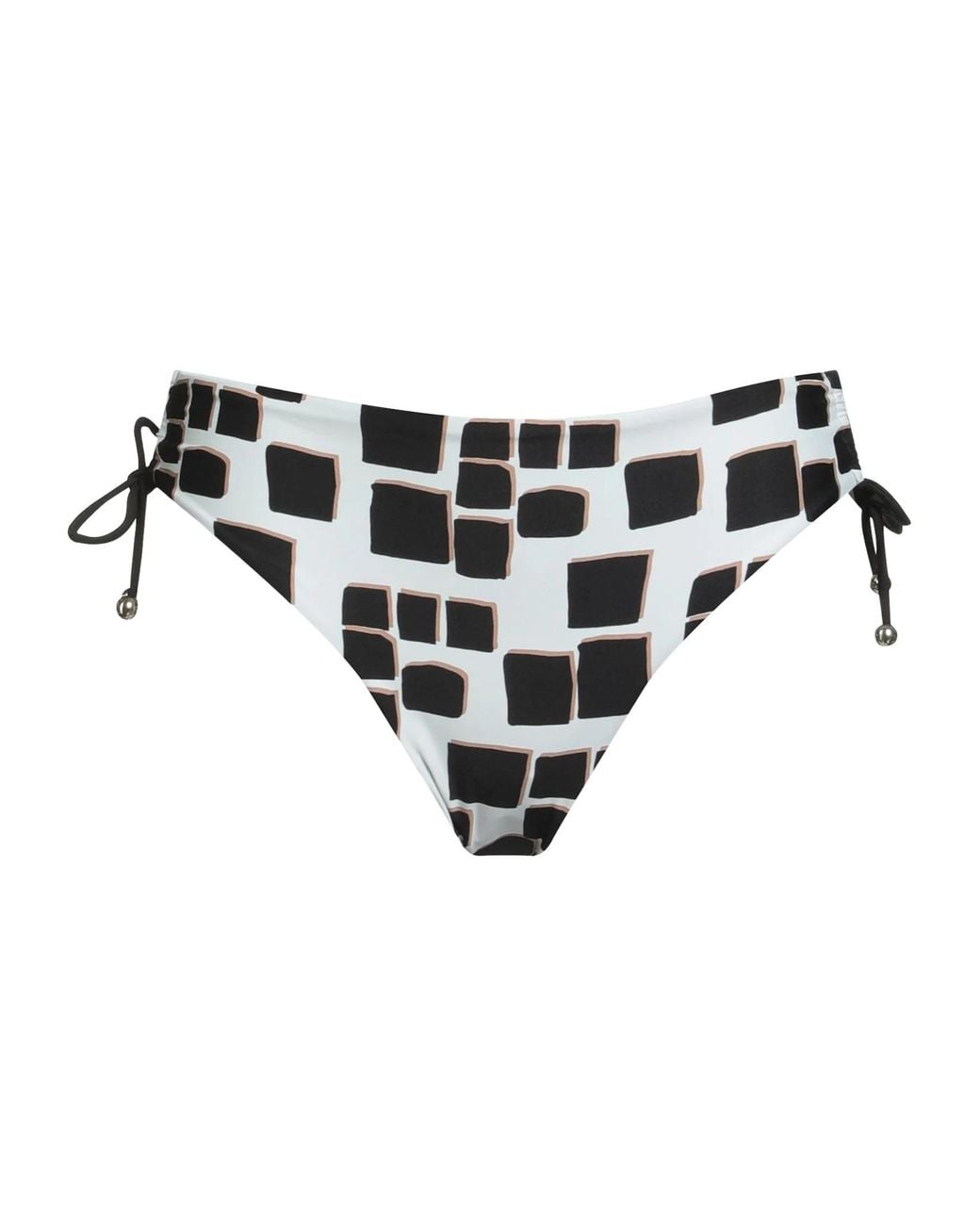 Max Mara Black Plaid Stretch Bikini Bottoms