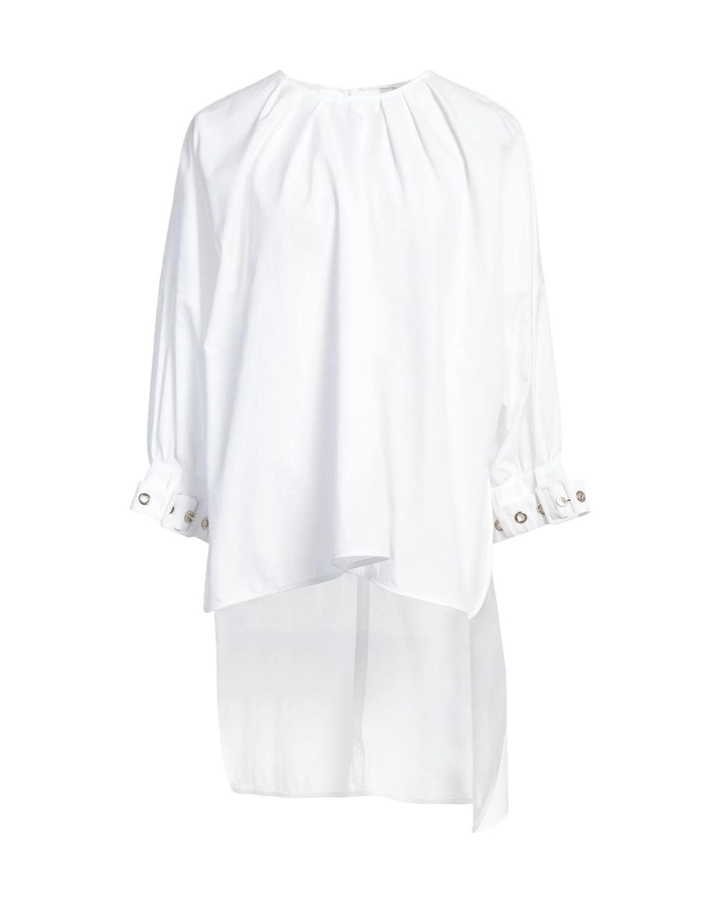 Max Mara White Solid-Color Twill Long-Sleeved Top