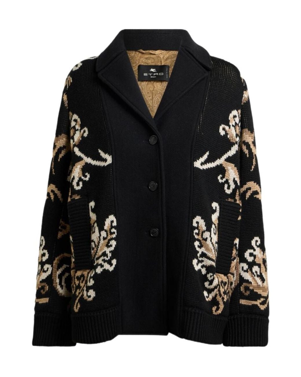 Etro Black Patterned Button-Front Cardigan