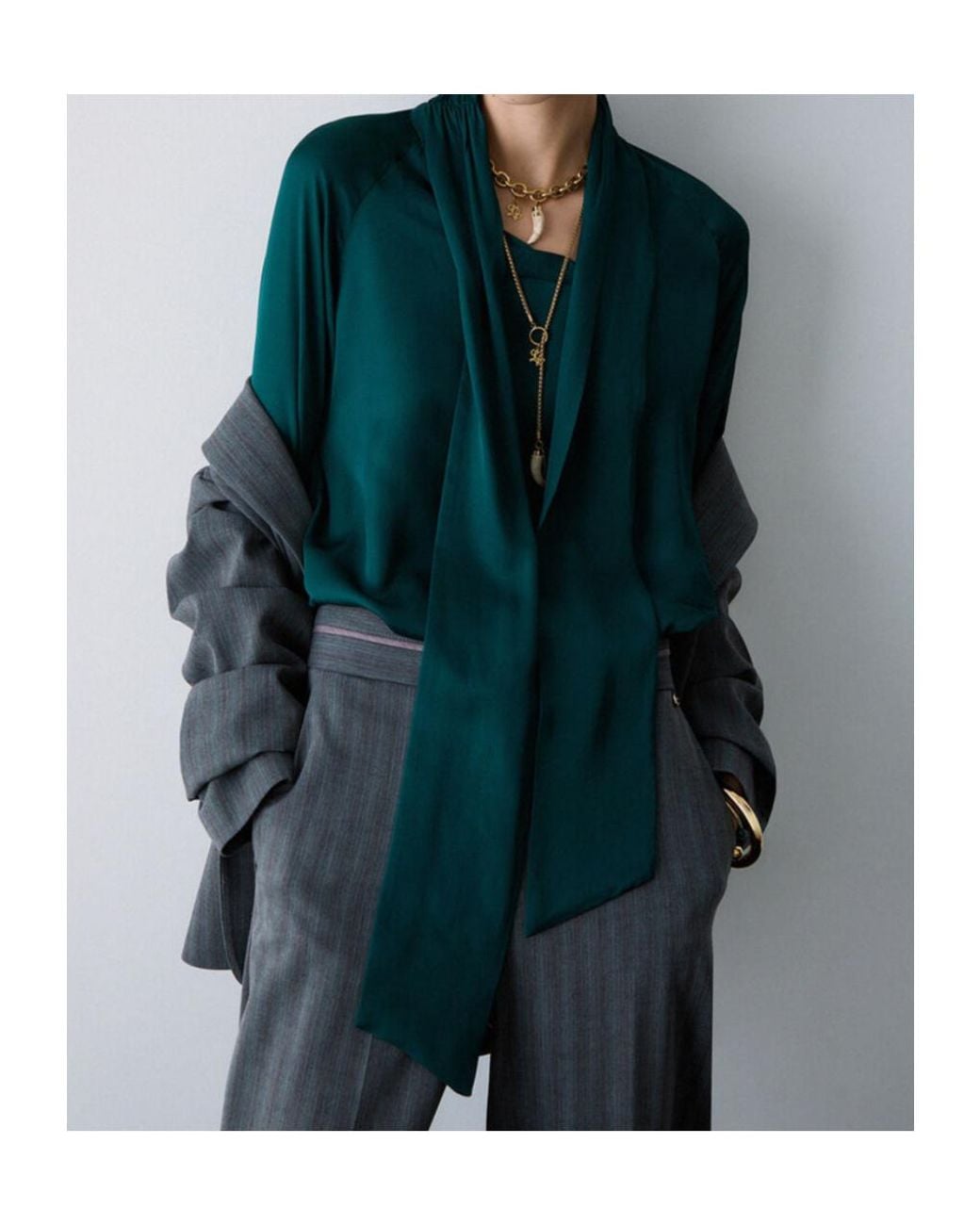 Liu Jo Green Pussy-Bow Raglan-Sleeve Blouse
