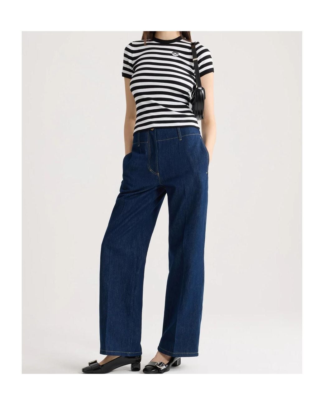 Patou White Ribbed Striped T-Shirt