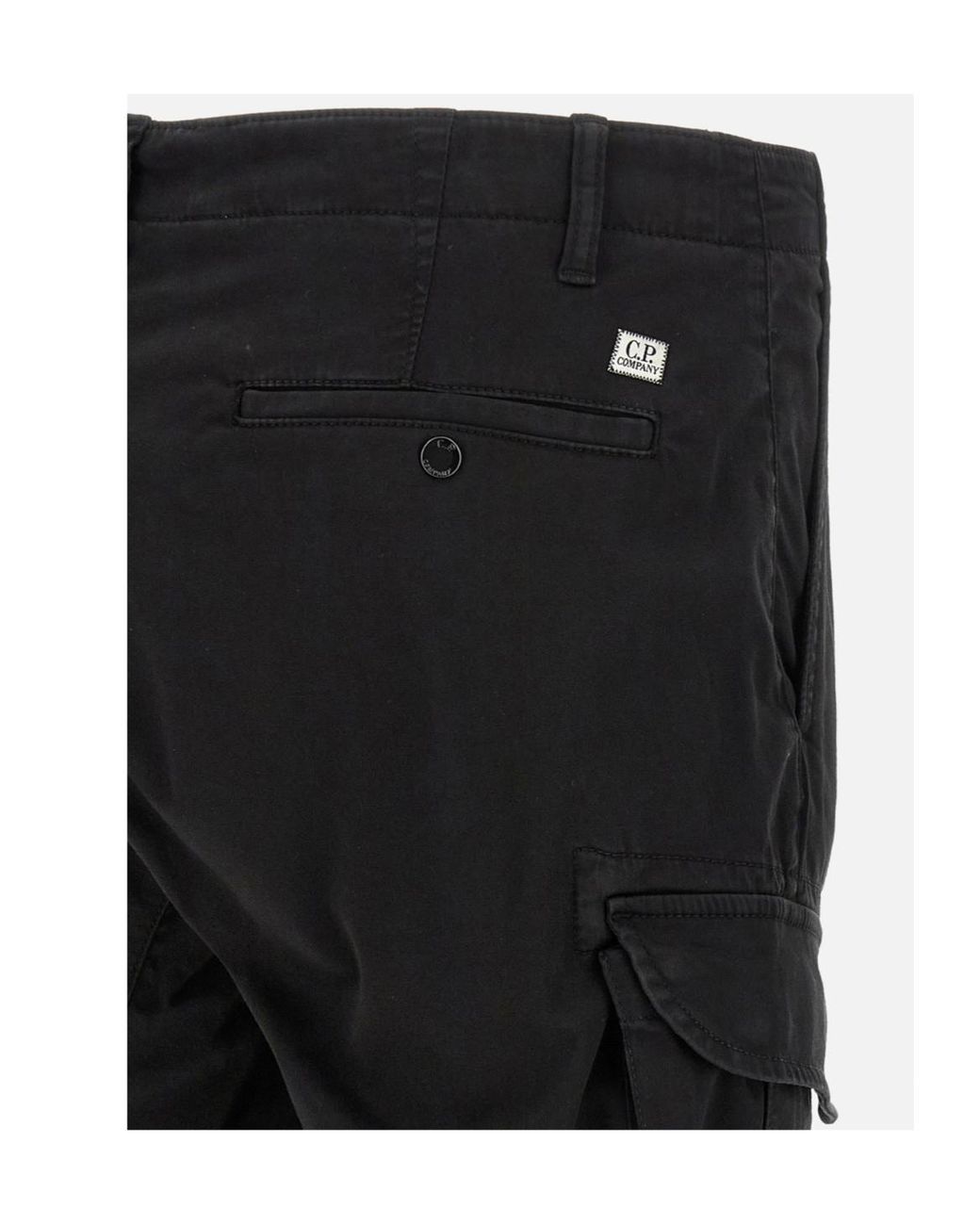 C P Company Black Satin Cargo Pants for men