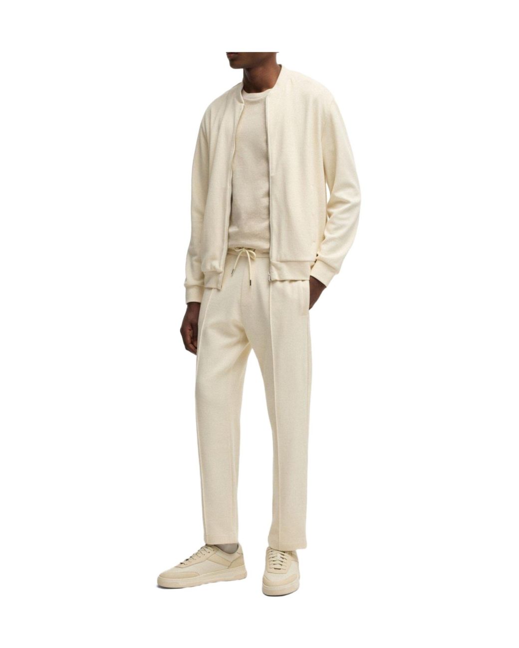 Boss White Baseballcollar Zipup Jacket for men