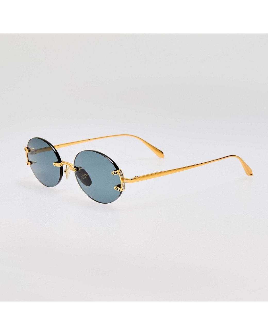 Linda Farrow Blue Stella Oval Frame Sunglasses for men