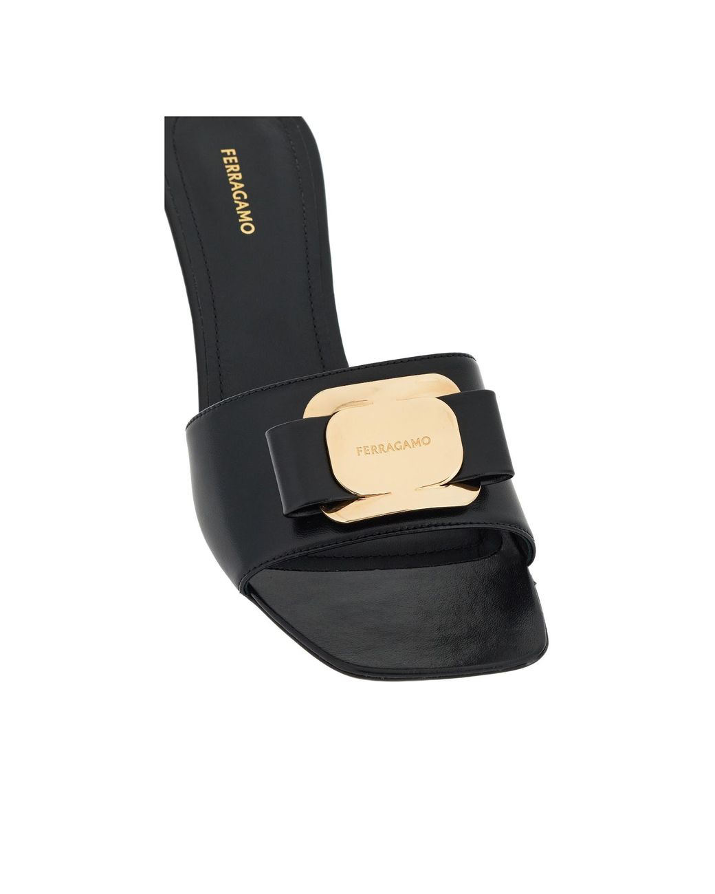 Ferragamo Black Ferragamo Bow-Detailed Slip-On Sandals