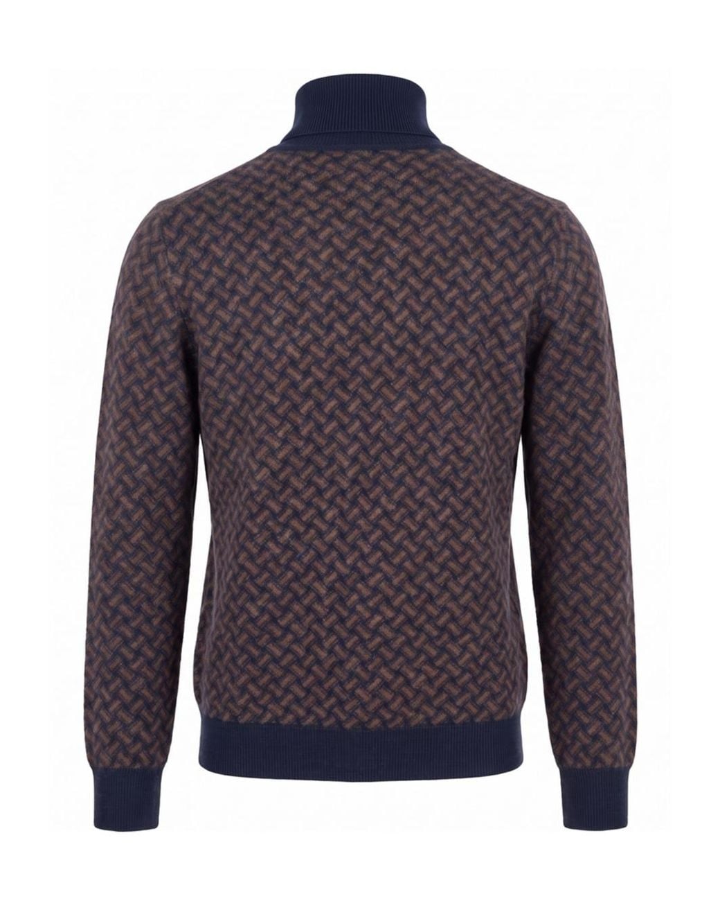 Drumohr Blue Basket-Weave Roll-Neck Sweater for men